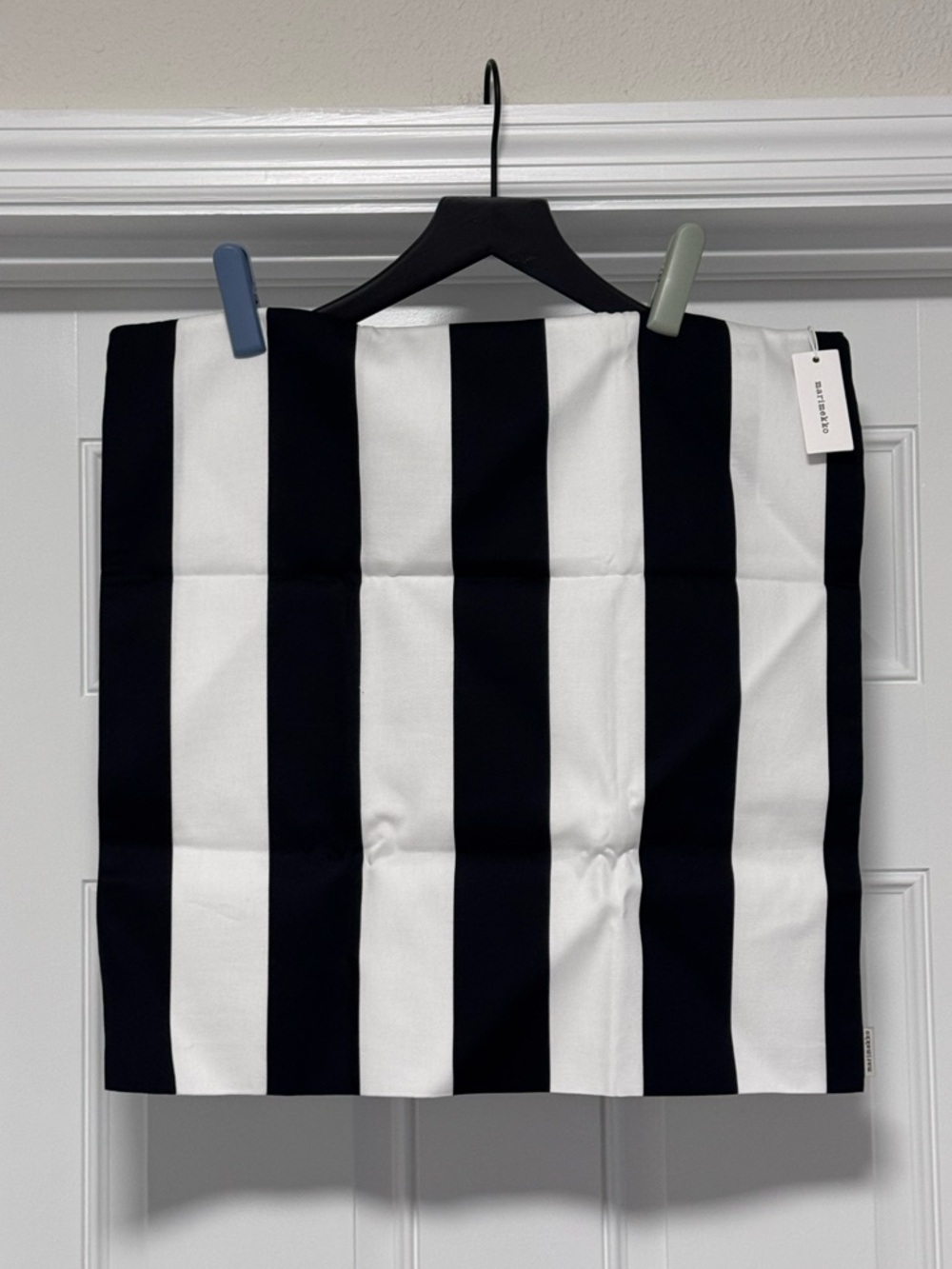 NWT Marimekko Korsi Striped Throw Pillow Cover Black White 20x20 Cotton 50cm